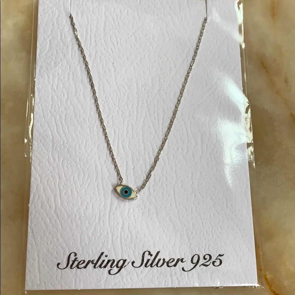Dainty Sterling silver Evil Eye Necklace 18” 1pc - Picture 2 of 7